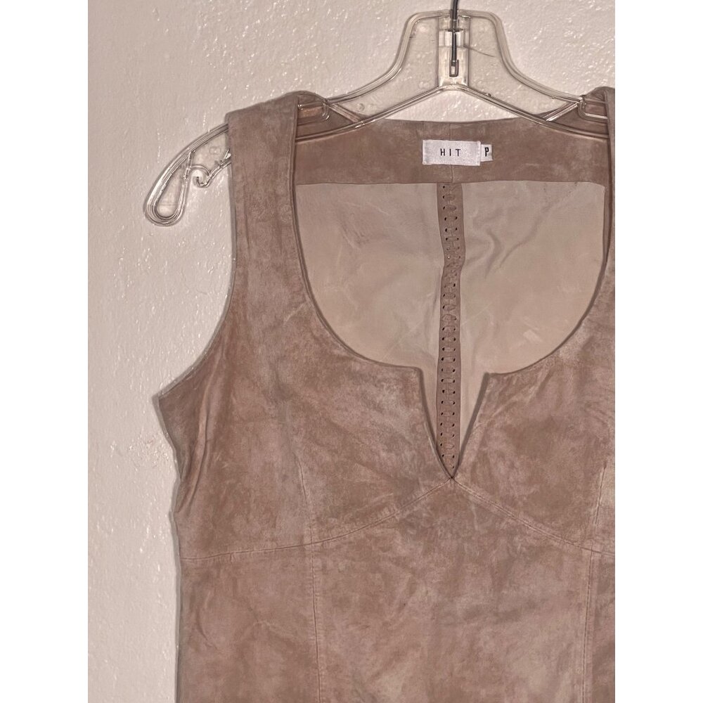 HIT P Size P Suede Leather Beige Vest Perforated Design Western Rodeo Tribal - Picture 6 of 16